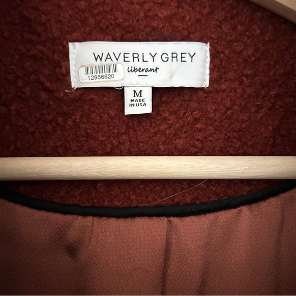 Waverly Grey Burnt Red Bouclé Coat - Size M - Picture 5 of 8